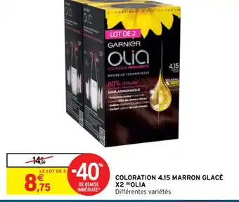 Intermarché Coloration 4.15 Marron Glacé X2 Olia offre