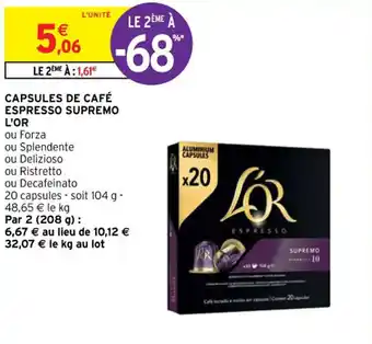 Intermarché Capsules de Café Espresso Supremo L'Or offre