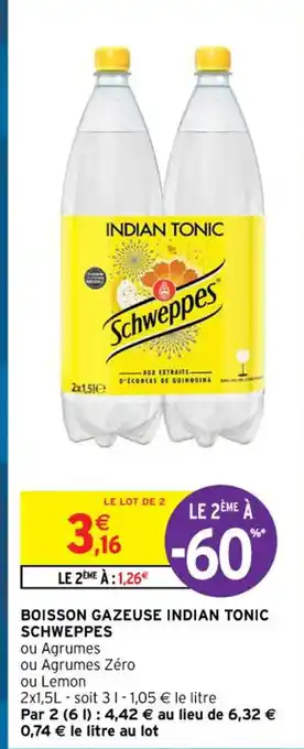 Intermarché Boisson Gazeuse Indian Tonic Schweppes offre