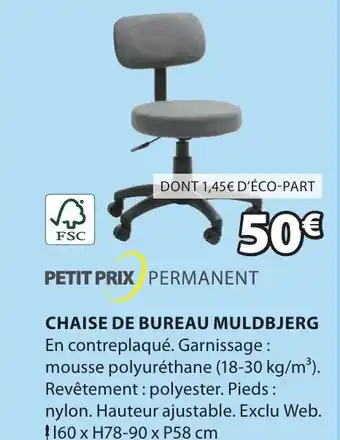 JYSK Chaise de Bureau Muldbjerg offre