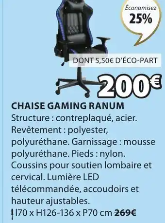 JYSK Chaise Gaming Ranum offre
