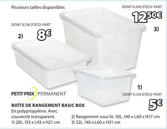 JYSK BoÎte de Rangement Basic Box offre