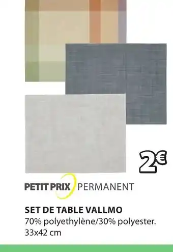 JYSK Set de Table Vallmo offre