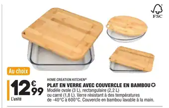 ALDI Plat en Verre Avec Couvercle en Bambou offre