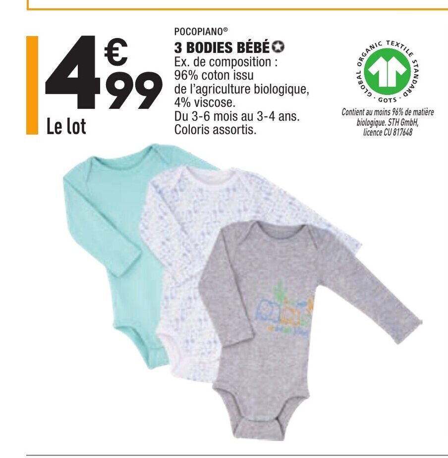 Promo 3 Bodies Bebe Chez Aldi