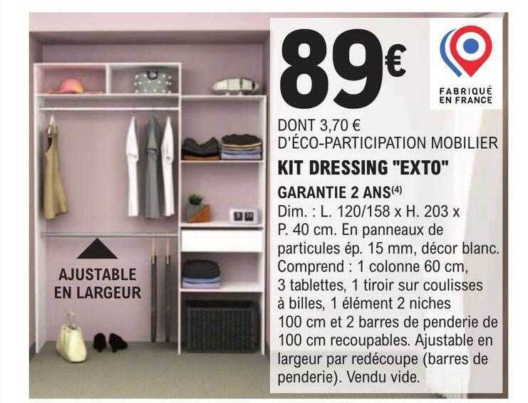 Promo Kit dressing chez E.Leclerc Brico