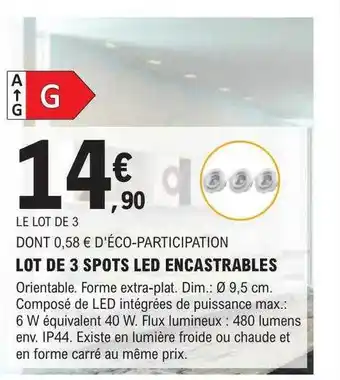 E.Leclerc Brico Lot de 3 spots led encastrables offre