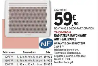 E.Leclerc Brico Radiateur rayonnant anti-salissure thomson offre