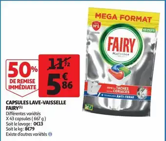 Auchan Supermarché Capsules lave-vaisselle fairy offre