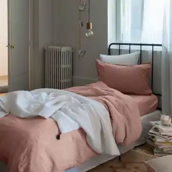 Parure de lit enfant lin et coton lavé songe rose cendré
