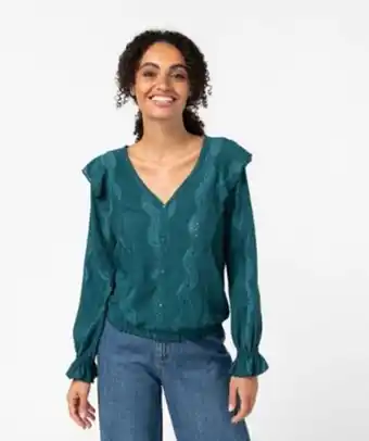 Gémo Tee-shirt femme à manches longues avec fronces et volants vue1 - gemo(femme pap) - gemo offre