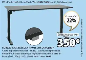 JYSK Bureau ajustable en hauteur slangerup offre