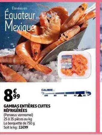 Auchan Gambas entières cuites réfrigérées offre