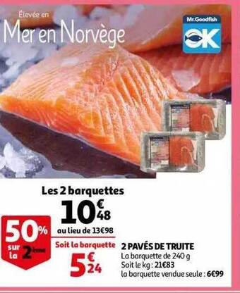 Auchan 2 pavés de truite offre