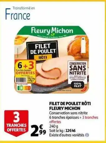 Auchan Filet de poulet rôti fleury michon offre