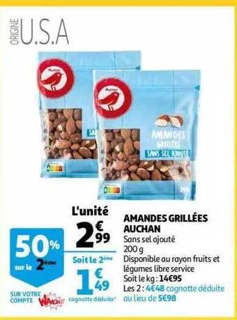 Auchan Amandes grillées auchan offre