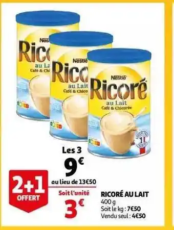 Auchan Ricoré au lait offre