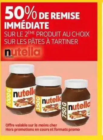 Auchan Les pâtes à tartiner nutella offre