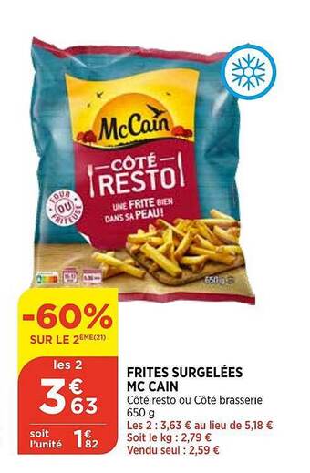Bi1 Frites surgelées mc cain offre