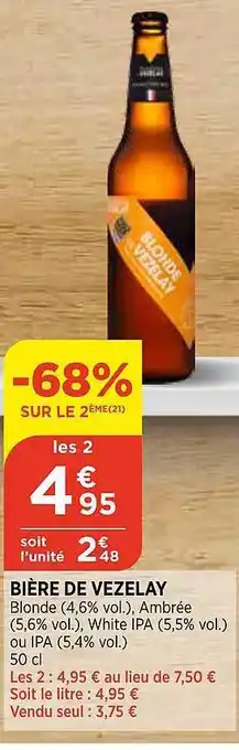 Bi1 Bière de vezelay offre