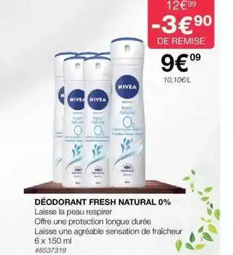 Costco Déodorant fresh natural 0% nivea offre