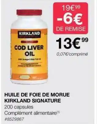 Costco Huile de foie de morue kirkland signature offre