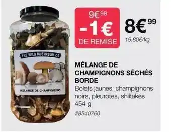 Mélange de champignons séchés borde