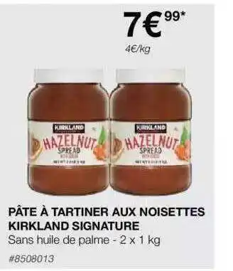 Costco Pâte à tartiner aux noisettes kirkland signature offre