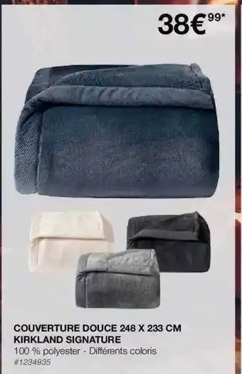 Costco Couverture douce 248 x 233 cm kirkland signature offre