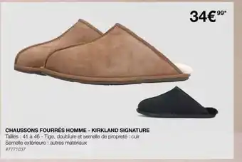 Costco Chaussons fourrés homme - kirkland signature offre