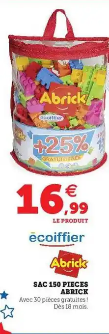 Hyper U Sac 150 pièces abrick écoiffier offre