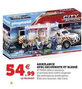 Hyper U Ambulance avec secouriste et blessé playmobil offre