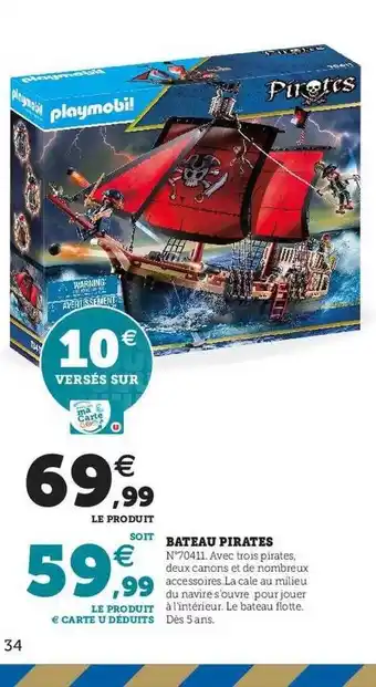 Hyper U Bateau pirates playmobil offre