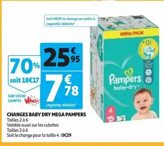 Auchan Supermarché Changes baby dry mega pampers offre