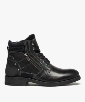 Gémo Boots homme dessus cuir uni détails métalliques - taneo vue1 - taneo - gemo offre