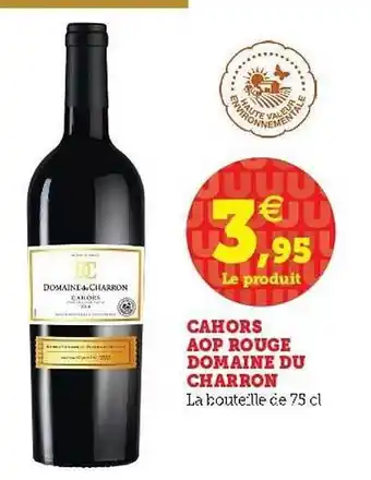 Super U Cahors Aop Rouge Domaine Du Charron 75cl offre