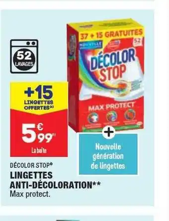 ALDI Lingettes anti-décoloration décolor stop offre