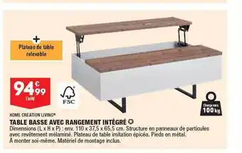 ALDI Table basse avec rangement intégré home création living offre