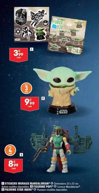 ALDI Stickers mureaux mandalorian, figurine pop!, figurine star wars offre