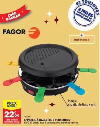 ALDI Appareil à raclette 8 personnes fagor offre