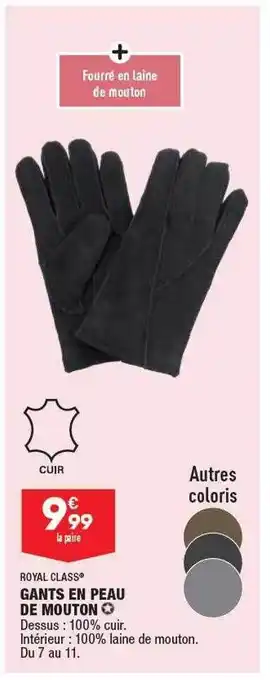 ALDI Gants en peau de mouton royal class offre