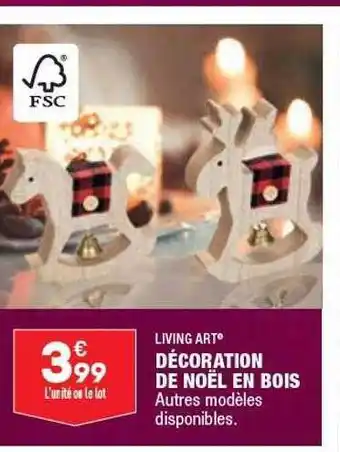 ALDI Décoration de noël en bois living art offre