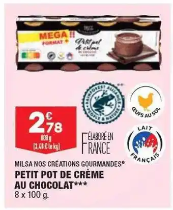 ALDI Petit pot de crème au chocolat milsa nos créations gourmandes offre