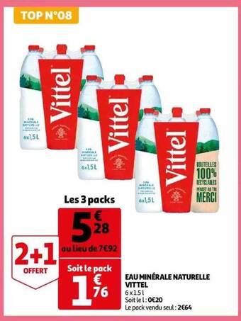 Auchan Eau minérale naturelle vittel offre