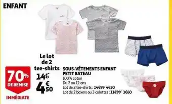 Auchan Sous-vêtements enfant petit bateau offre