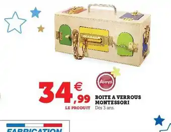 Hyper U Boîte à verrous montessori aloyo offre