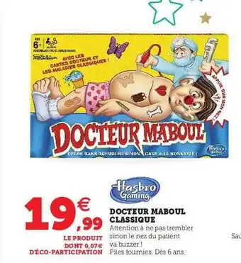 Hyper U Docteur maboul classique hasbro gaming offre