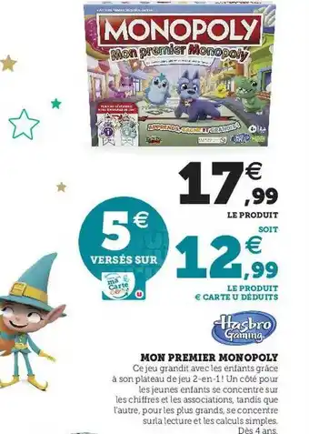 Hyper U Mon premier monopoly hasbro gaming offre