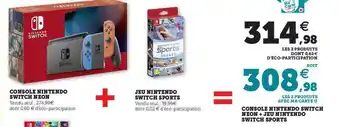 Hyper U Console nintendo switch neon, jeu nintendo switch sports offre