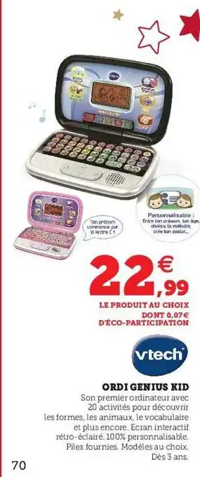 Hyper U Ordi genius kid vtech offre
